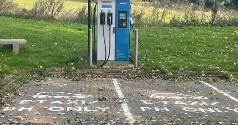 This would be a good example for climate change, as electric cars are better efficient for the environment and don’t produce any harmful substances. This is a charging station for electric cars. One disadvantage may be that electric cars are more expensive to purchase.